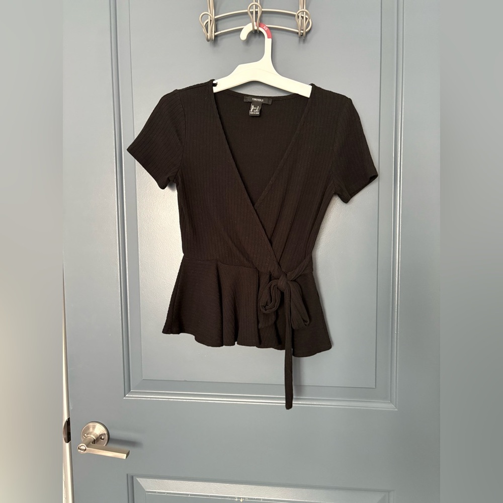 Forever 21 Black Wrap Blouse